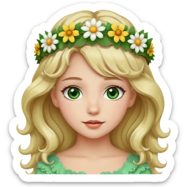 Pretty girl with wavy fair hair and green eyes abd white skin sticker