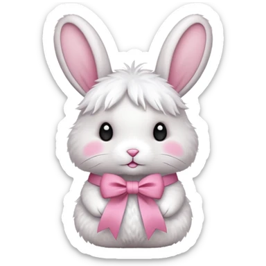 cute rabbit with pink ribbon sticker