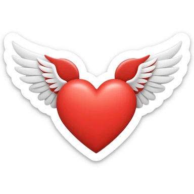 A heart in the middle of two wings mini mal sticker