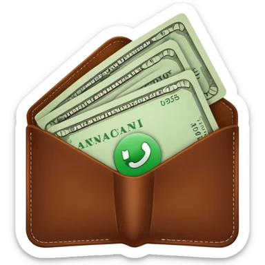 portefeuille marron avec quelques billets et carte bancaire sticker