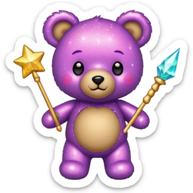 Fairy glitter teddy with wand  sticker