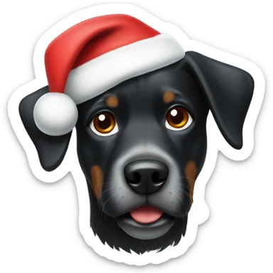 black dog wearing santa hat sticker