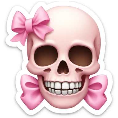 Light pink skull with a bow sticker