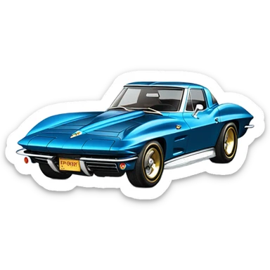 1963 corvette Daytona blue with gold wheels sticker