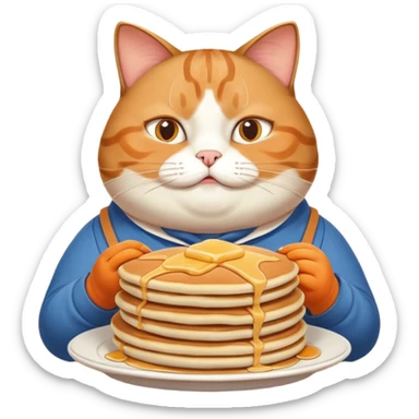 Fat cat eating pancakes at ihop sticker