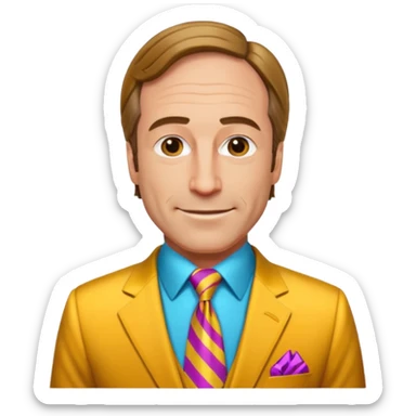 Design Saul Goodman in a flashy suit with colorful tie & confident smile. sticker