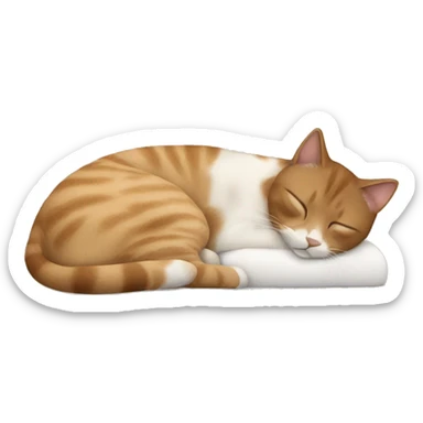 Beige cat sleeping with white girl with brown hair sticker