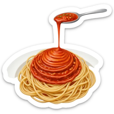 pasta swirl of spaghetti all'assasina, no fork, sauce mixed into the spaghetti sticker