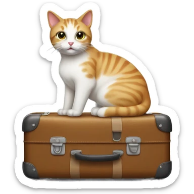 cat on suitcase sticker