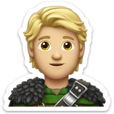 long blonde haired man in kilt sticker