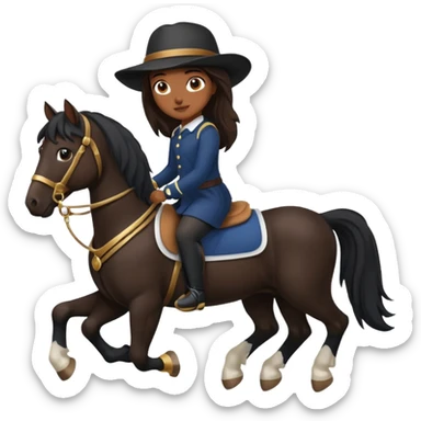Brown girl on black shire horse  sticker