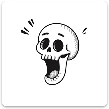 shocked skull, hand drawn, sketch style sticker