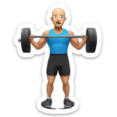 Bald man, lifting weights sticker