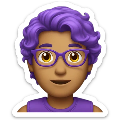 Un garçon avec les cheveux violet en costar violet sticker