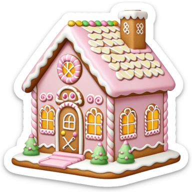 light pink and gold and white gingerbread house sticker