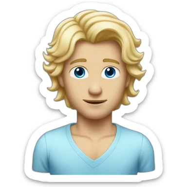Homme cheveux long blond au yeux bleu sticker