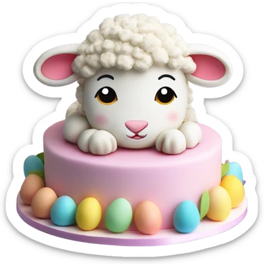 beautifully decorated 2 tier cute Easter lamb cake sticker