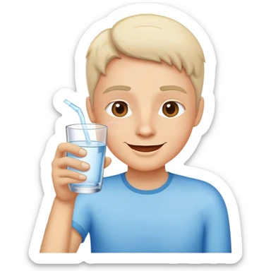 person drinking a glass of water, cheerful and healthy, simple and expressive sticker