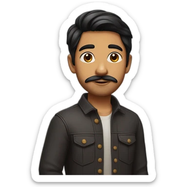 Lean boy with height and small beard and moustache Indian boy black hairs sticker