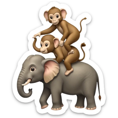 Elephant on monkey  sticker