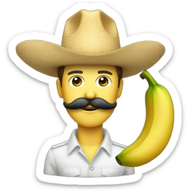 un platano con sobrero mexicano y un bigote sticker