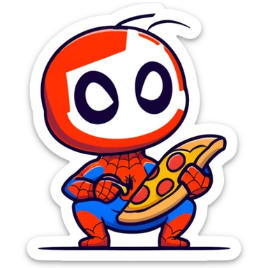 Spiderman eat a pizza sticker