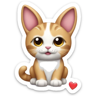 a cute cat with a heart in its paw and bunny ears sticker
