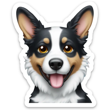 Black and white blue healer with spot over his eye with his tongue out sticker