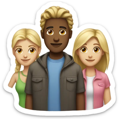 Two girls and a guy sticker