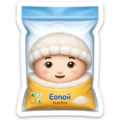 pre-cooked rice in its packaging sticker