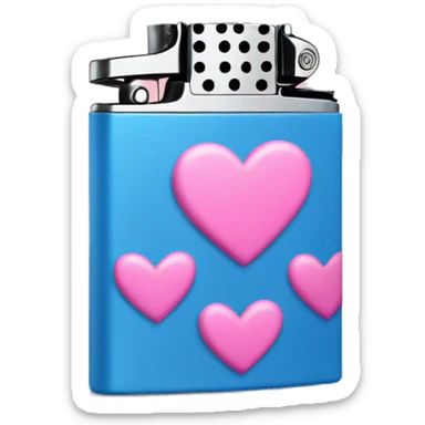 A pink and blue heart shape lighter sticker