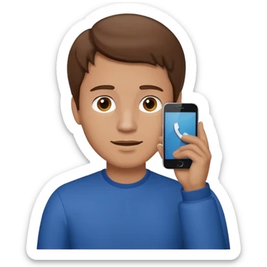 man with brown hair talking on the smartphone sticker
