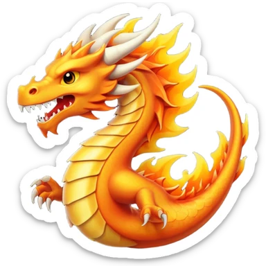 Fire dragon breathing fire, simplified google facebook artstyle sticker
