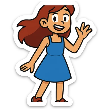 teen girl in a blue dress sticker
