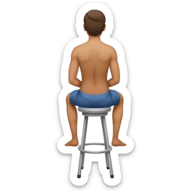 a person sitting on stool with full back head turn

 sticker