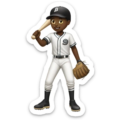 Black kid playing baseball sticker