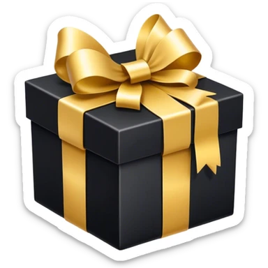 black gift box with gold ribbon sticker
