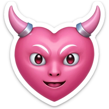 a plain pink heart with demon horns on it, no face sticker