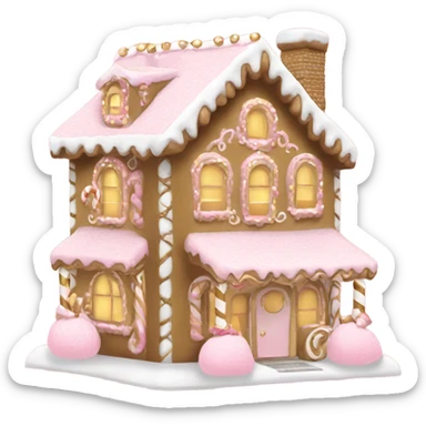 light pink and gold and white gingerbread house sticker