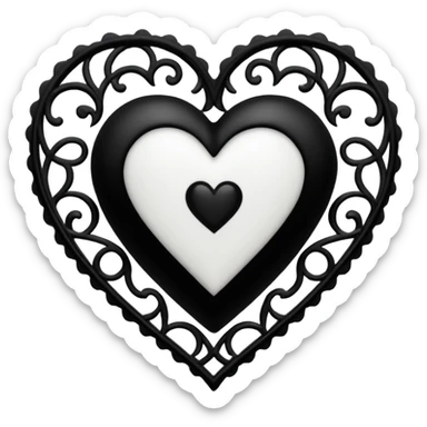 white goth heart with black gothic lace, ornate sticker