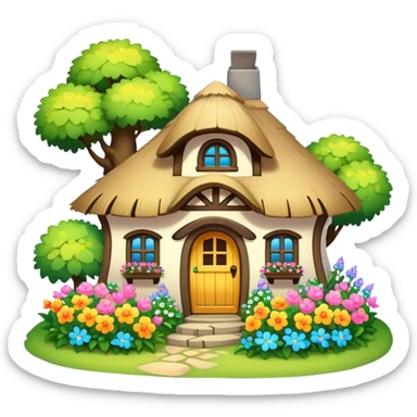 Cozy Fantasy cottage with flowers sticker