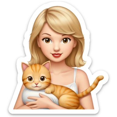 taylor swift with a baby golden fat cat  sticker
