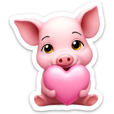 Pink heart with a piglet sticker