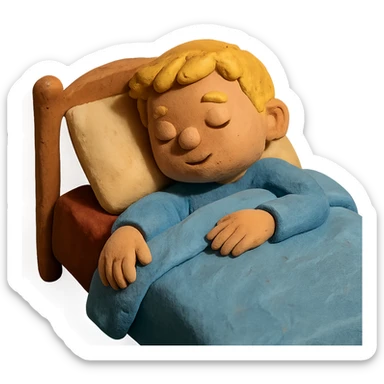 blonde boy sleeping in bed sticker
