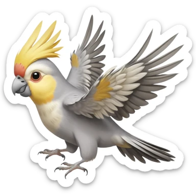 cockatiel flying happily sticker