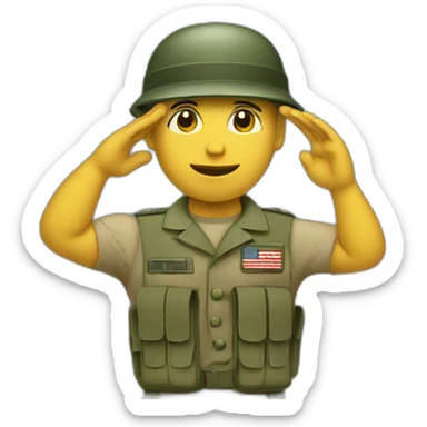 Soldier with army helmet saluting  sticker