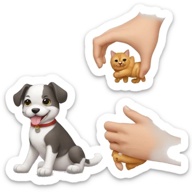 perro y gato dandose la mano sticker