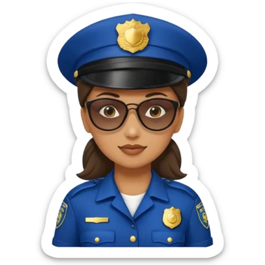 woman police with hair style and hats and sun glasses sticker