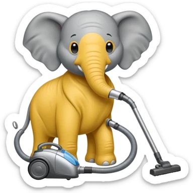 elephant pushing vacuum cleaner sticker