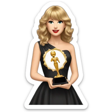 Taylor Swift with an award sticker